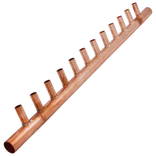 1" Male Sweat Copper Manifold w/ 1/2" Sweat Loops (12 Outlets)