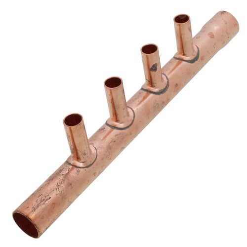 1" Male Sweat x Female Sweat Copper Manifold w/ 1/2" Sweat Loops (4 Outlets)