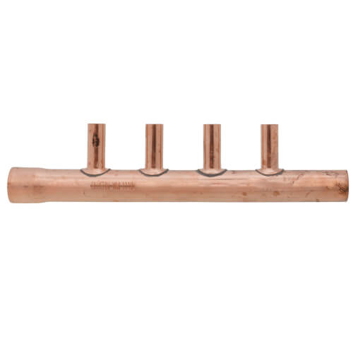 1" Male Sweat x Female Sweat Copper Manifold w/ 1/2" Sweat Loops (4 Outlets)