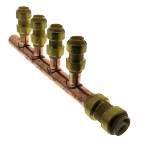 Main product image of 3/4" Push-Fit x Closed Copper Manifold w/ 1/2" Push-Fit Outlets (4 Outlets)