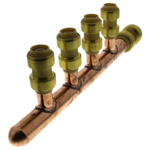 Main product image of 3/4" Push-Fit x Closed Copper Manifold w/ 1/2" Push-Fit Outlets (4 Outlets)