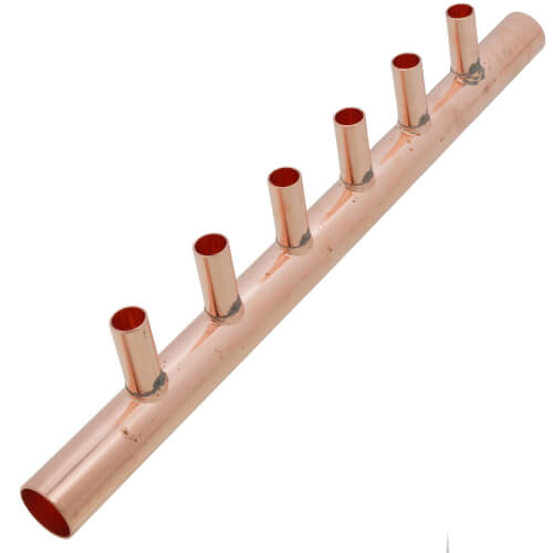 Main product image of 1" Male Sweat Copper Manifold w/ 1/2" Sweat Loops (6 Outlets)
