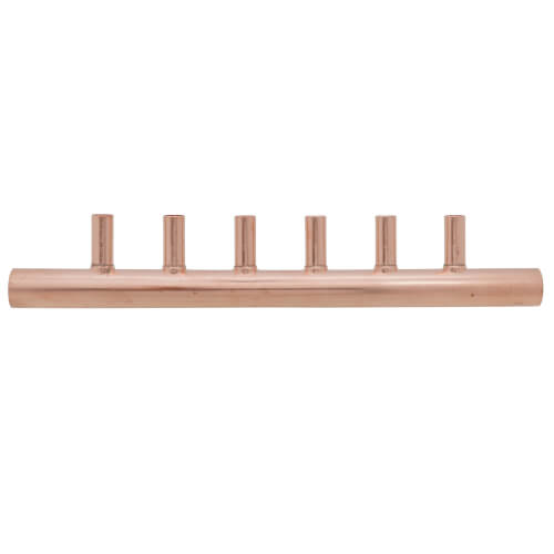 Main product image of 1" Male Sweat Copper Manifold w/ 1/2" Sweat Loops (6 Outlets)