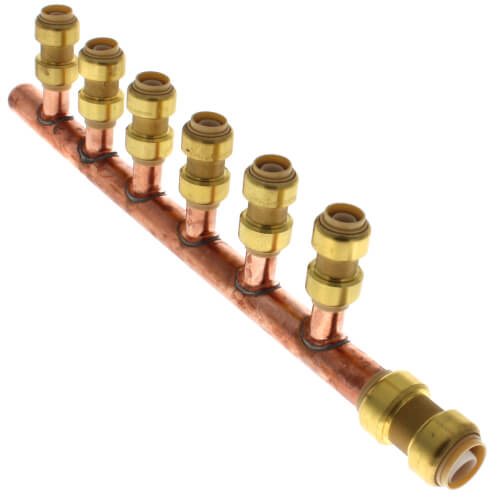 Main product image of 3/4" Push-Fit x Closed Copper Manifold w/ 1/2" Push-Fit Outlets (6 Outlets)