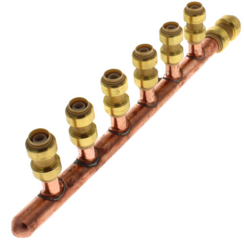 Main product image of 3/4" Push-Fit x Closed Copper Manifold w/ 1/2" Push-Fit Outlets (6 Outlets)