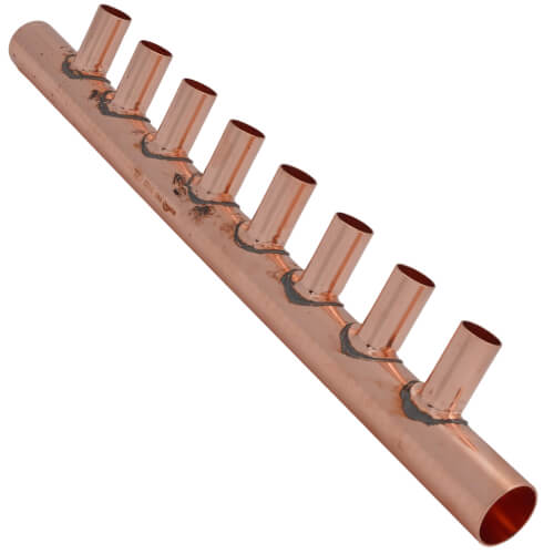 1-1/4" Male Sweat Copper Manifold w/ 3/4" Sweat Loops (8 Outlets)