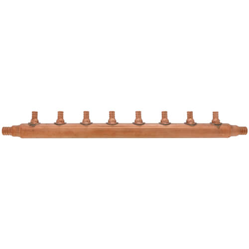 Main product image of 3/4" PEX Crimp Copper Manifold w/ 1/2" PEX Crimp Outlets (8 outlets)