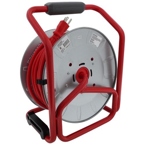Main product image of 4 Outlet Cable Management Retractable Extension Cord Reel, 12 AWG SJTW Cable (100 Ft. Cord)