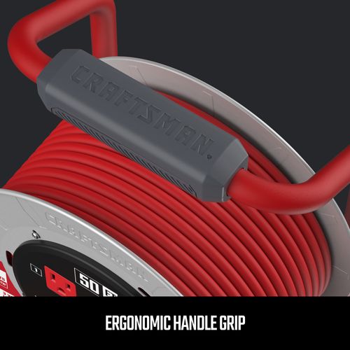 Main product image of 4 Outlet Cable Management Retractable Extension Cord Reel, 12 AWG SJTW Cable (50 Ft. Cord)