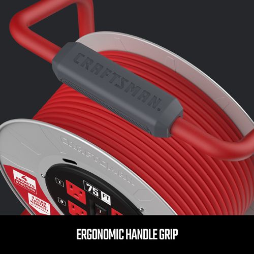 Main product image of 4 Outlet Cable Management Retractable Extension Cord Reel, 12 AWG SJTW Cable (75 Ft. Cord)