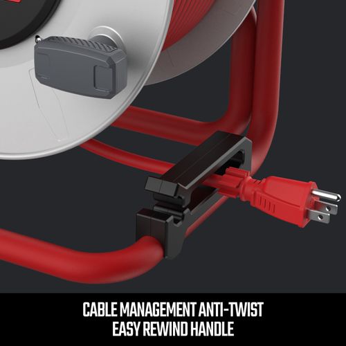 Main product image of 4 Outlet Cable Management Retractable Extension Cord Reel, 12 AWG SJTW Cable (75 Ft. Cord)