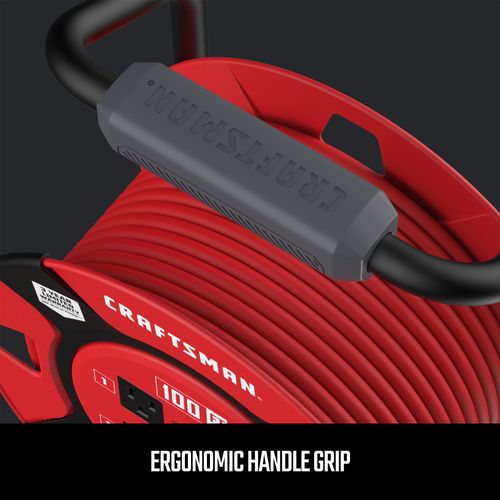 Main product image of 4 Outlet Cable Management Retractable Extension Cord Reel, 14 AWG SJTW Cable (100 Ft. Cord)
