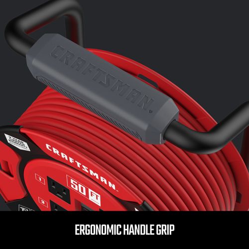 Main product image of 4 Outlet Cable Management Retractable Extension Cord Reel, 14 AWG SJTW Cable (50 Ft. Cord)
