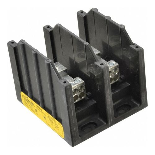 Main product image of 2 Poles, 6 Load Connections, 175 Amp, 8-2/0 AWG (Al), 14-2/0 AWG (Cu) Primary, 4-14 AWG (Cu), 4-8 AWG (Al) Secondary, Thermoplastic Power Distribution Block 600 Volts AC/DC, 1 Primary Connection, 3.58" Long x 3.32" Deep x 4" High
