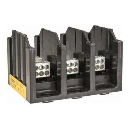 Main product image of 3 Poles, 6 Load Connections, 100 kAIC, 175 Amp, 8-2/0 AWG (Al), 14-2/0 AWG (Cu) Primary, 4-14 AWG (Cu), 4-8 AWG (Al) Secondary, Thermoplastic Power Distribution Block 600 Volts AC/DC, 1 Primary Connection, 5.2" Long x 3.32" Deep x 4" High