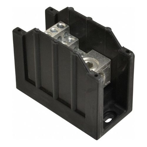 Main product image of 1 Pole, 310 Amp, 350 kcmil-6 AWG (Cu/Al) Primary, 4-12 AWG (Al), 4-14 AWG (Cu) Secondary, Thermoplastic Power Distribution Block 600 Volts AC/DC, 1 Primary Connection, 1.96" Long x 3.32" Deep x 4" High