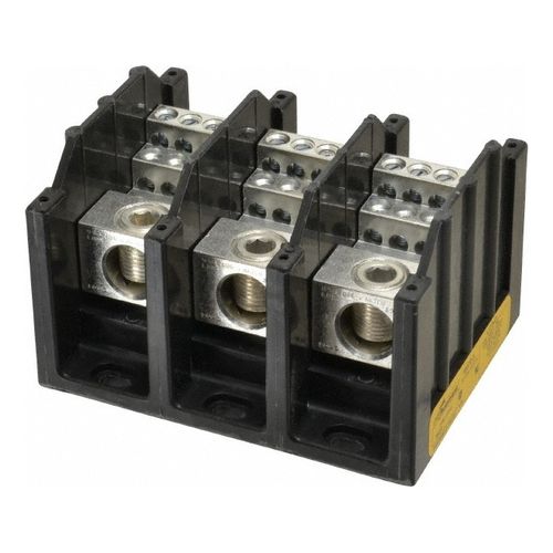Main product image of 3 Pole Thermoplastic Power Distribution Block (310A, 600VAC/DC, 350 kcmil-6 AWG Cu/Al, 1 Primary, 12 Load Connections)