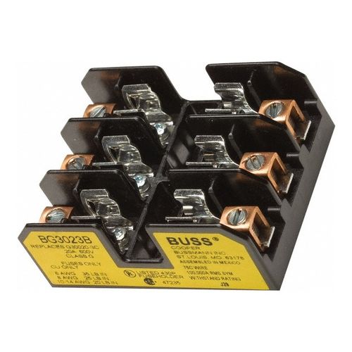 Main product image of 3 Pole, 14 to 6 AWG, 480 Volts AC/DC, 30 Amp, DIN Rail Mount Fuse Block 3" Long x 2.38" Wide x 1.22" High Block