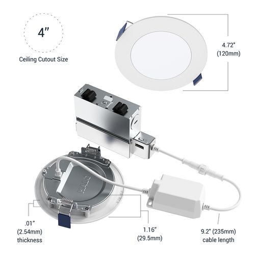 Main product image of HALO 4" HLB4 Round Smart Wi-Fi Slim Canless RGBW Downlight w/ WiZ Pro Smart Control (Matte White)