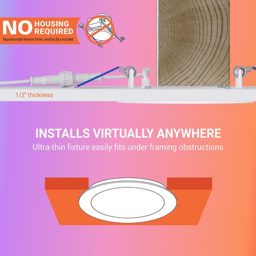 Main product image of HALO 4" HLB4 Round Smart Wi-Fi Slim Canless RGBW Downlight w/ WiZ Pro Smart Control (Matte White)