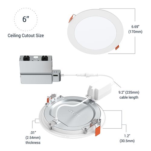 Main product image of HALO 6" HLB6 Round Smart Wi-Fi Slim Canless RGBW Downlight w/ WiZ Pro Smart Control (Matte White)