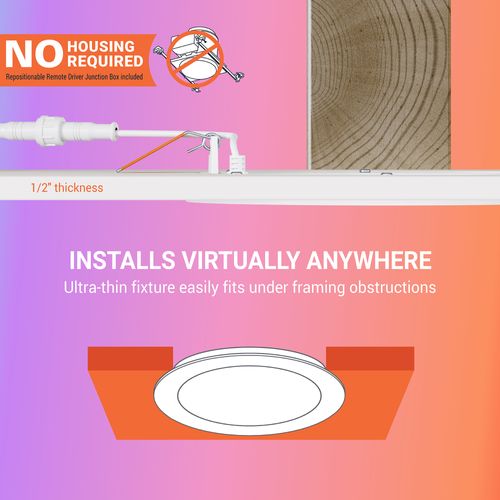 Main product image of HALO 6" HLB6 Round Smart Wi-Fi Slim Canless RGBW Downlight w/ WiZ Pro Smart Control (Matte White)