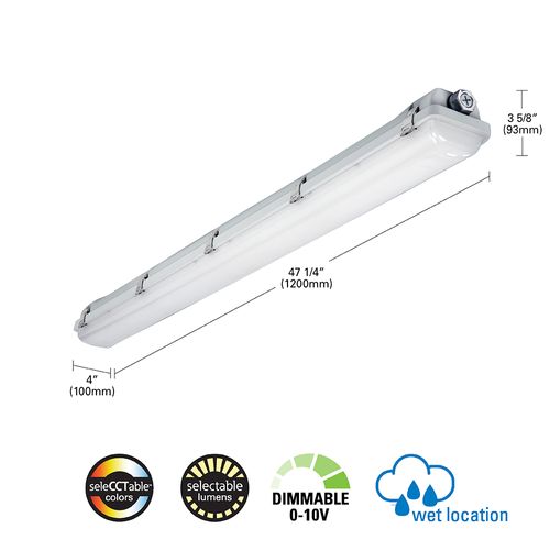 Main product image of Metalux APVT-S 4' Vaportite LED Strip, Selectable Lumens & CCT 3500/4000/5000K, 46W