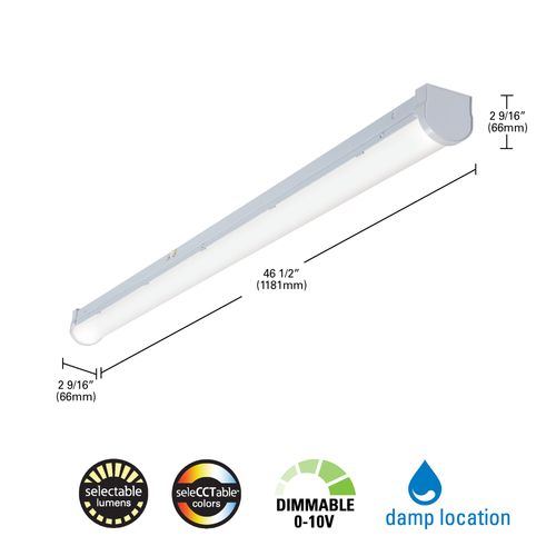 Main product image of Metalux SLSTP Slim Profile 4' Strip, Surface/Suspension Mount, Selectable Lumens & CCT 3500/4000/5000K, 18-48W