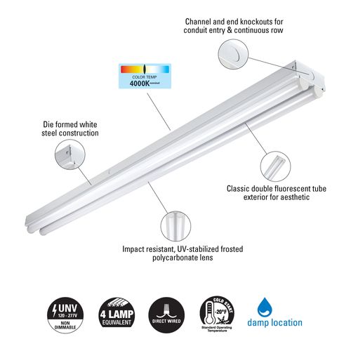 Main product image of Metalux ST 4' LED 1-Lamp Strip, Non-Dimmable, 1150 Lumens, 4000K, 39W