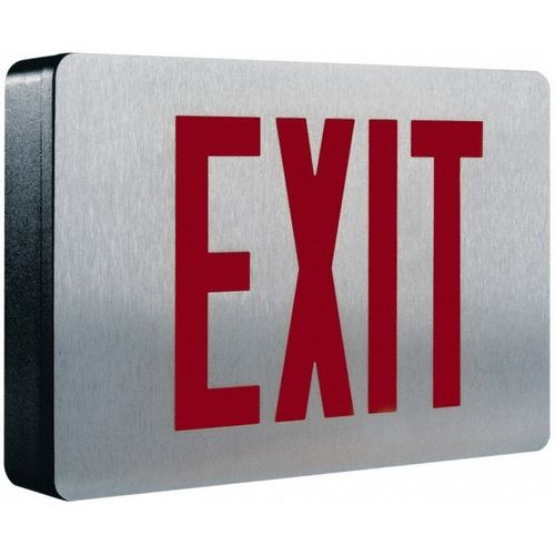 Main product image of Sure-Lites 2 Face Die Cast Aluminum LED Illuminated Exit Sign, 120/277 VAC, 2-1/4" Wide x 12-5/8" Long (Brushed Aluminum Face w/Black Housing), CX62