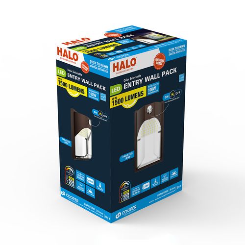 Main product image of HALO Entry Wall Pack, Dusk-to-Dawn, Selectable CCT, 3000/4000/5000K, 12W (Bronze)