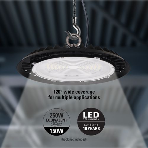 Main product image of Metalux Linear High Bay with Cord and Plug, 5000K CCT, 150W (Black)