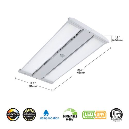 Main product image of Metalux 2' LED Highbay w/ Adjustable Optics, Selectable 18K/21K/24K Lumens & 35/40/5000K CCT, 400W