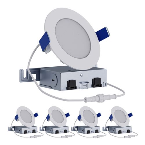Main product image of HALO 4" HLB Round Slim Canless LED Downlight, Selectable 5CCT, 2700/3000/3500/4000/5000K, 10.65W - Matte White (4 Pack)