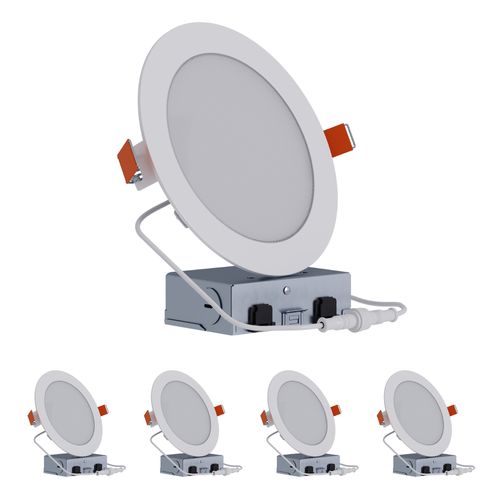 Main product image of HALO 6" HLB Round Slim Canless LED Downlight, Selectable 5CCT, 2700/3000/3500/4000/5000K, 13.48W - Matte White (4 Pack)