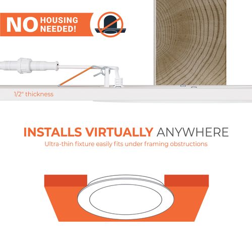 Main product image of HALO 6" HLB Round Slim Canless LED Downlight, Selectable 5CCT, 2700/3000/3500/4000/5000K, 13.48W (Matte White)