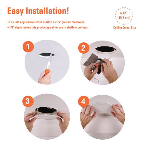 Main product image of HALO 6" HLB Smooth Lens Canless LED Downlight, 3000K Fixed CCT, 13.5W, Matte White (24 Pack)