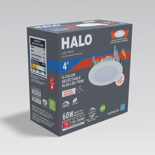 Main product image of HALO 4" HLBT Slim LED Trim, Selectable CCT, Selectable 5CCT, 2700/3000/3500/4000/5000K, 7.6W (Matte White)