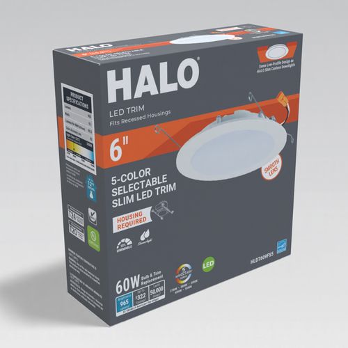 Main product image of HALO 6" HLBT Round Slim LED Trim, Selectable 5CCT, 2700/3000/3500/4000/5000K, 9.7W (Matte White)