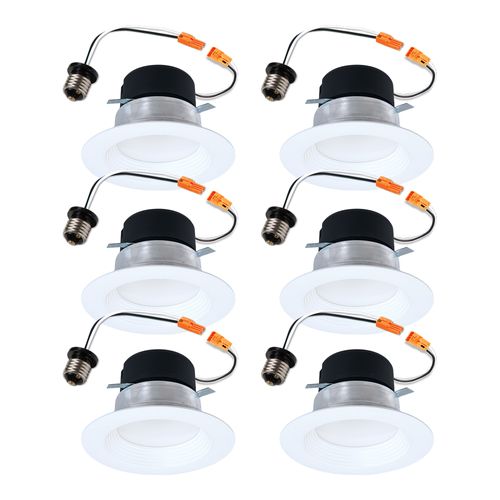 Main product image of HALO 4" LT4 Round Recessed Baffle LED Trim, Selectable 5CCT, 2700/3000/3500/4000/5000K, 8W, Matte White (6 Pack)