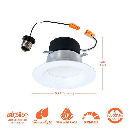 Main product image of HALO 4" LT4 Round Recessed Baffle LED Trim, Selectable 5CCT, 2700/3000/3500/4000/5000K, 8W, Matte White (6 Pack)