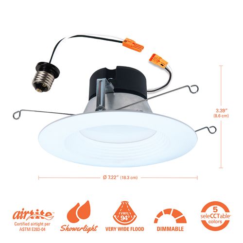 Main product image of HALO 5/6" LT56 Round Recessed Baffle LED Trim, Selectable 5CCT, 2700/3000/3500/4000/5000K, 8.75W, Matte White (6 Pack)