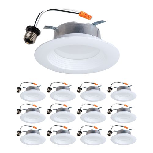 Main product image of HALO 4" Round Recessed Baffle LTE 3000K LED Retrofit, Matte White (12 Pack)
