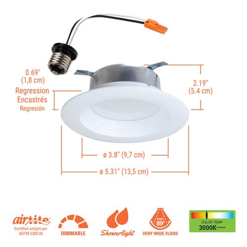 Main product image of HALO 4" Round Recessed Baffle LTE 3000K LED Retrofit, Matte White (12 Pack)