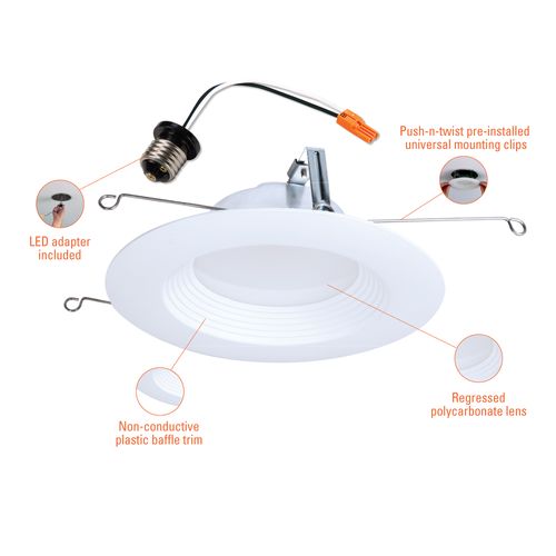 Main product image of HALO 5/6" Round Recessed Baffle LTE 3000K LED Retrofit, Matte White (18 Pack)