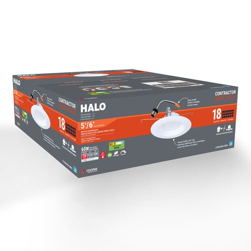 Main product image of HALO 5/6" Round Recessed Baffle LTE 3000K LED Retrofit, Matte White (18 Pack)