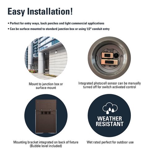 Main product image of HALO Mini Wall Pack, Dusk-to-Dawn, Selectable CCT, 3000/4000/5000K, 15W (Bronze)