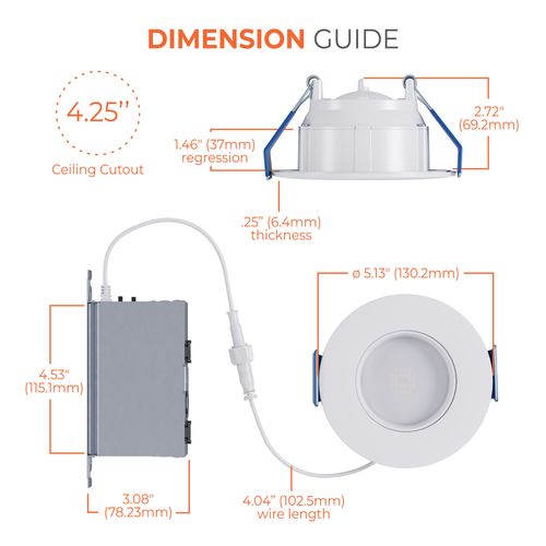Main product image of HALO 4" RA Round Adjustable Gimbal LED Retrofit, Selectable 5CCT & Dim-To-Warm, 2700/3000/3500/4000/5000K, 9.3W (Matte White)
