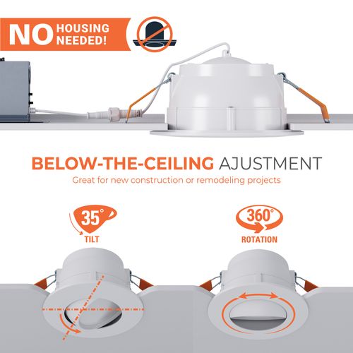 Main product image of HALO 6" RA Round Adjustable Gimbal LED Retrofit, Selectable 5CCT & Dim-To-Warm, 2700/3000/3500/4000/5000K, 9.5W (Matte White)