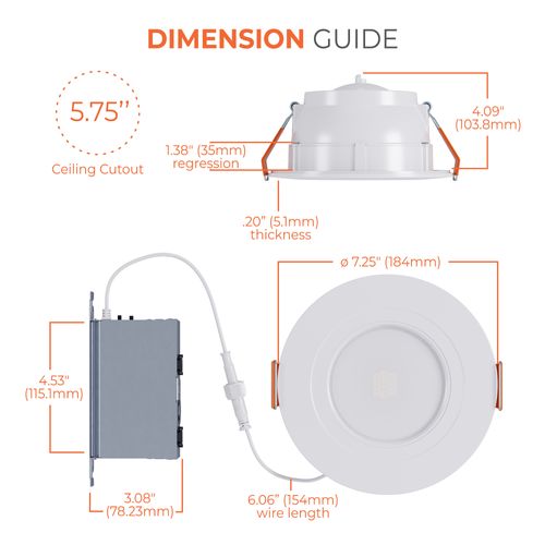 Main product image of HALO 6" RA Round Adjustable Gimbal LED Retrofit, Selectable 5CCT & Dim-To-Warm, 2700/3000/3500/4000/5000K, 9.5W (Matte White)